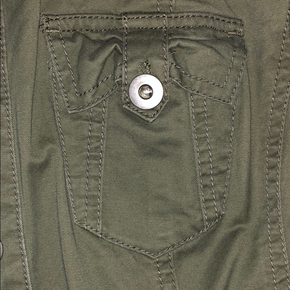 INC Army Green Fall Ruffle Jacket - Picture 2 of 5